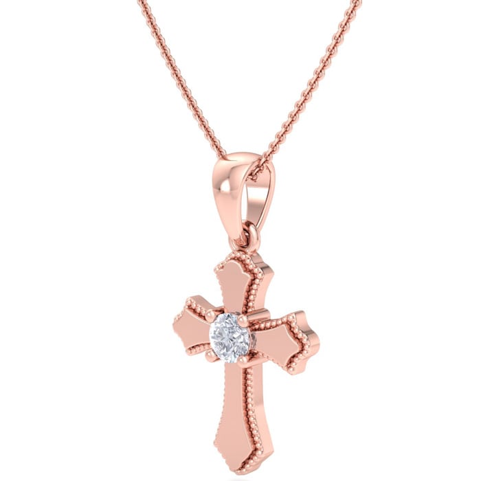 1/14ct Diamond Cross Pendant in 10k Rose Gold