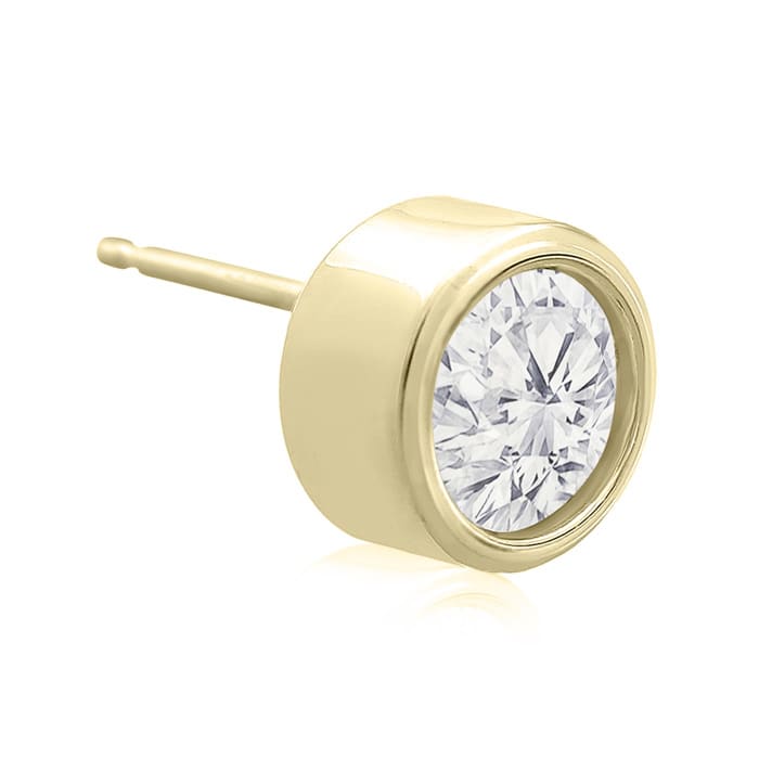2 Carat Bezel Set Diamond Stud Earrings Crafted In 14 Karat Yellow Gold
