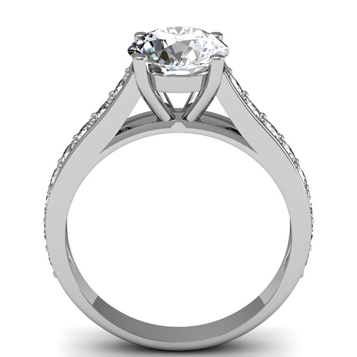 2 Carat Classic Engagement Ring With 1 1/2 Carat Center Diamond In 14K White Gold
