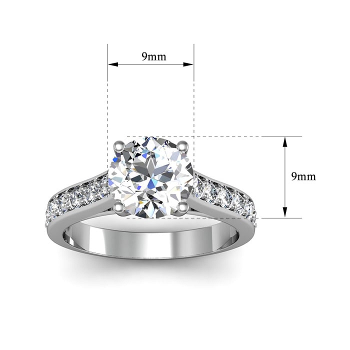 2 Carat Classic Engagement Ring With 1 1/2 Carat Center Diamond In 14K White Gold