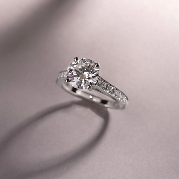 2 Carat Classic Engagement Ring With 1 1/2 Carat Center Diamond In 14K White Gold