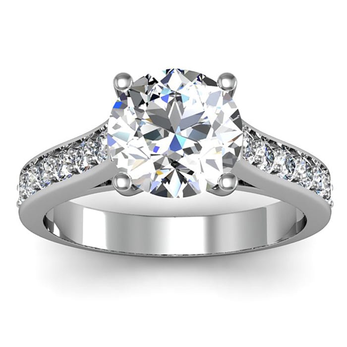 2 1/2 Carat Classic Engagement Ring With 2 Carat Center Diamond In 14K White Gold