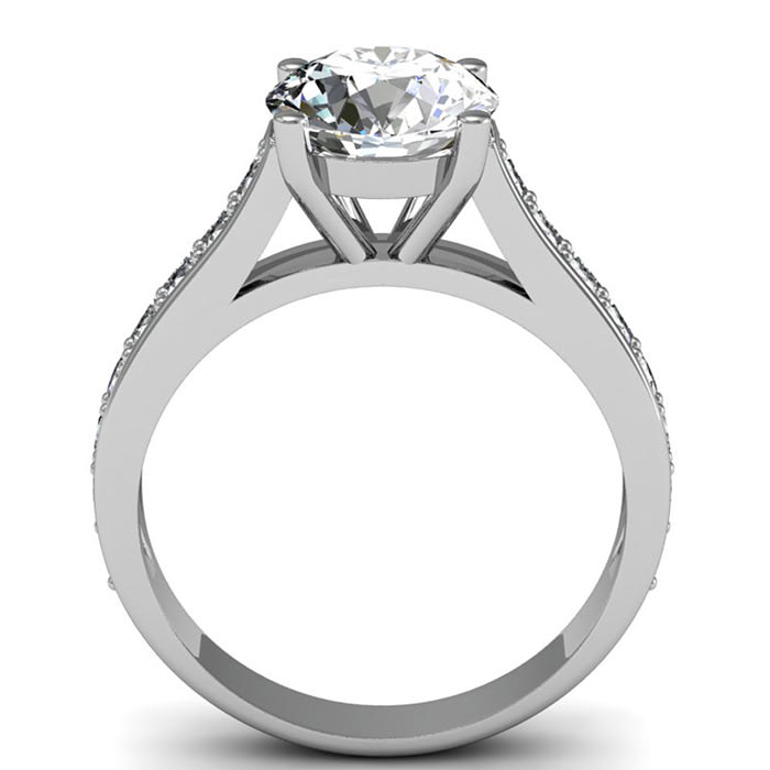 2 1/2 Carat Classic Engagement Ring With 2 Carat Center Diamond In 14K White Gold