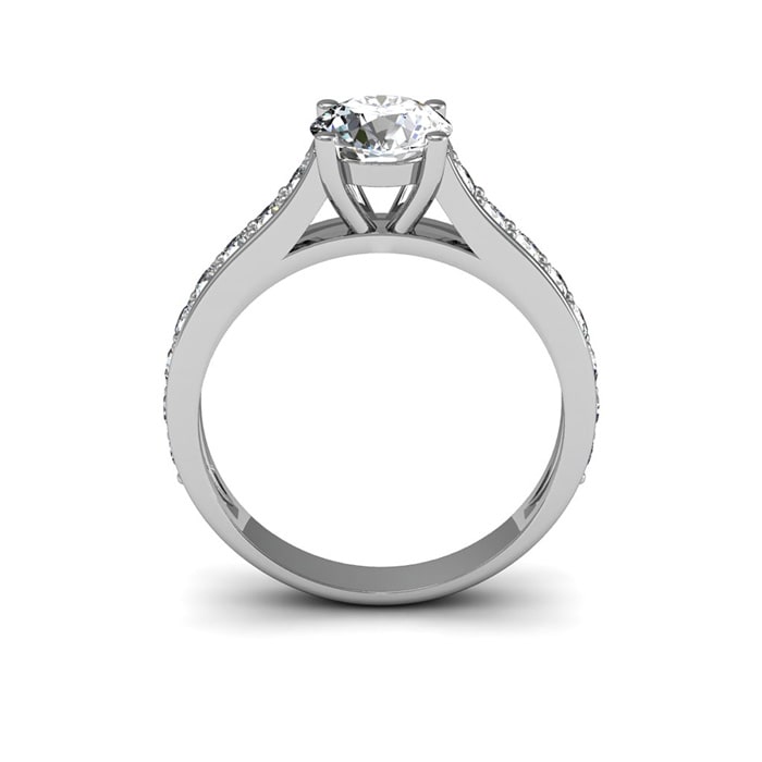 1 1/2 Carat Classic Engagement Ring With 1 Carat Center Diamond In 14K White Gold