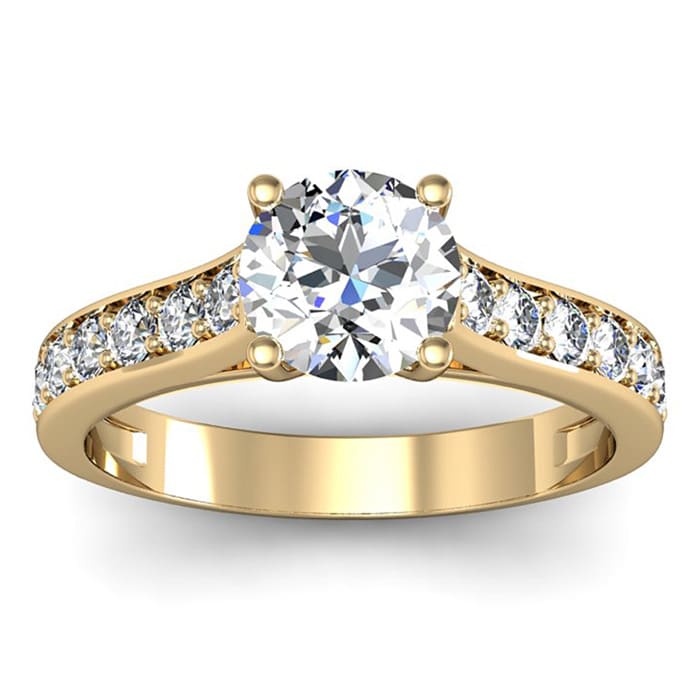 1 1/2 Carat Classic Engagement Ring With 1 Carat Center Diamond In 14K Yellow Gold