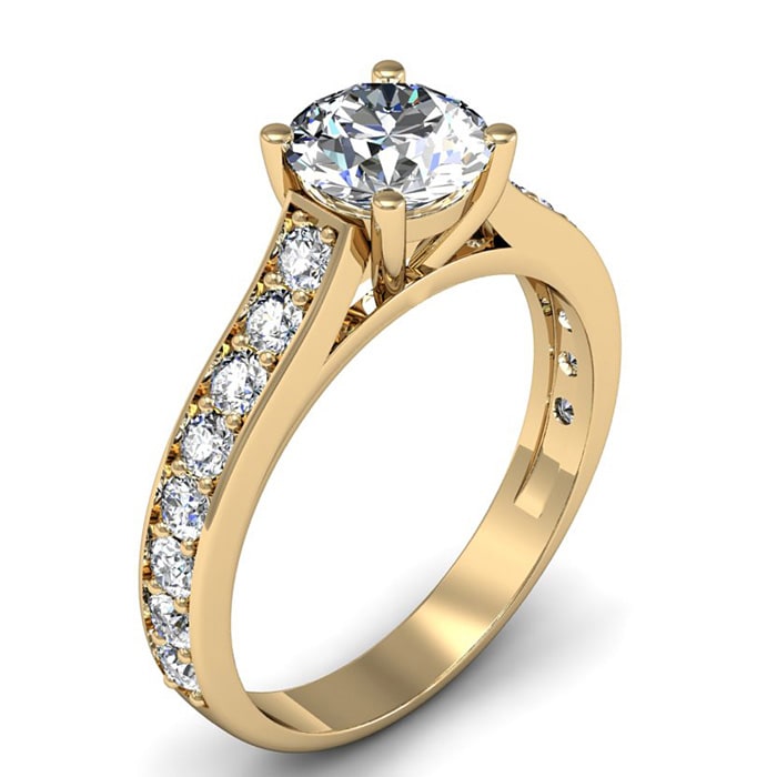 1 1/2 Carat Classic Engagement Ring With 1 Carat Center Diamond In 14K Yellow Gold