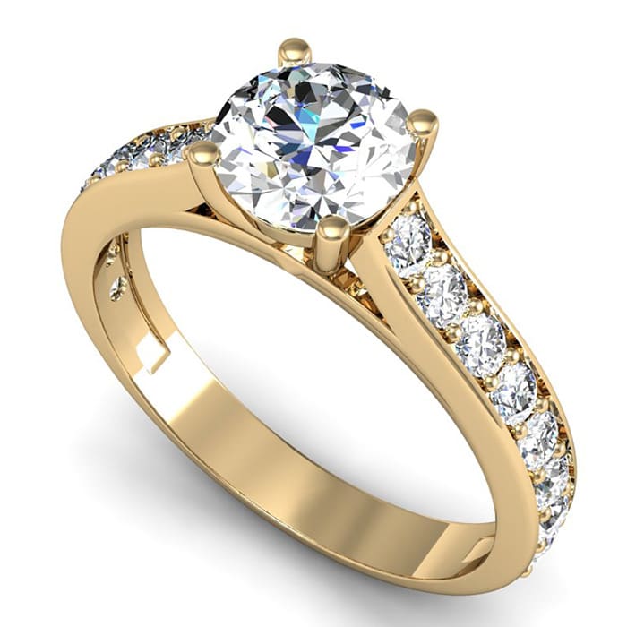 1 1/2 Carat Classic Engagement Ring With 1 Carat Center Diamond In 14K Yellow Gold