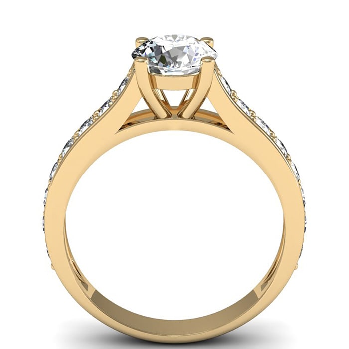 1 1/2 Carat Classic Engagement Ring With 1 Carat Center Diamond In 14K Yellow Gold