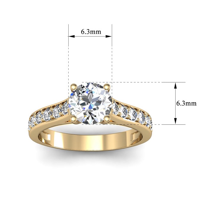 1 1/2 Carat Classic Engagement Ring With 1 Carat Center Diamond In 14K Yellow Gold