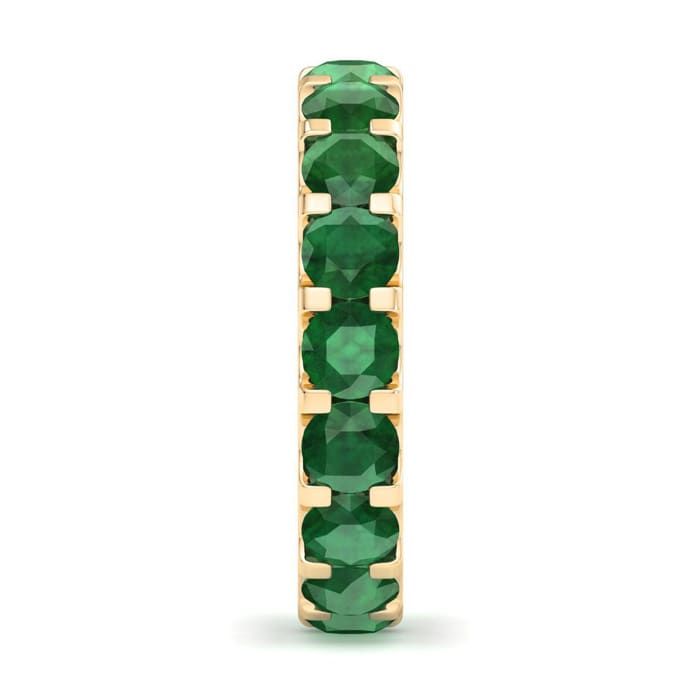 4 Carat Round Emerald Eternity Ring In 14 Karat Yellow Gold, Ring Size 6