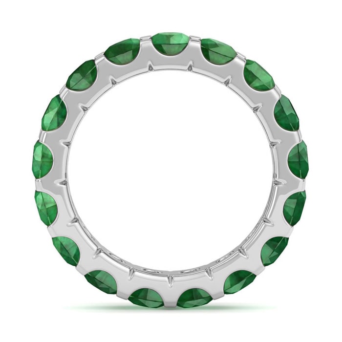 4 Carat Round Emerald Eternity Ring In Platinum, Ring Size 5