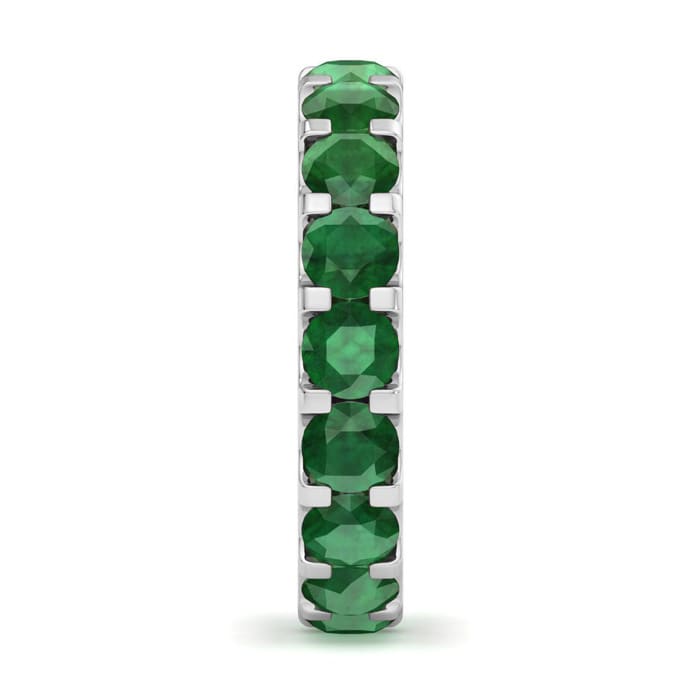 4 Carat Round Emerald Eternity Ring In Platinum, Ring Size 6
