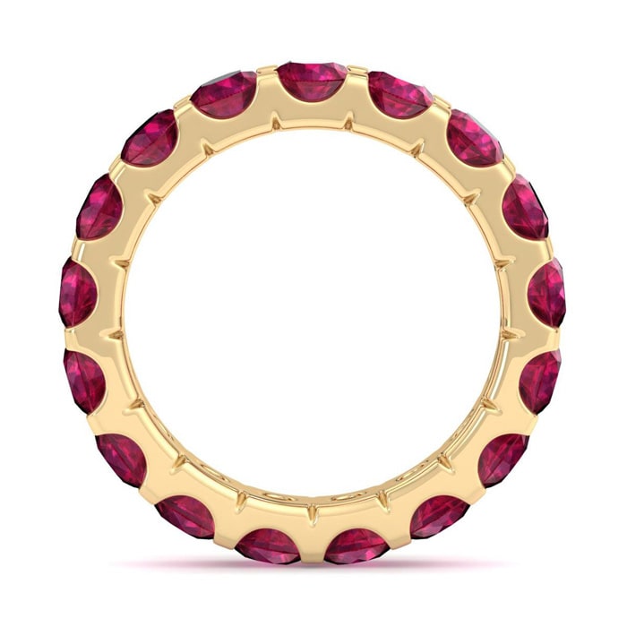 4 Carat Round Ruby Eternity Ring In 14 Karat Yellow Gold, Ring Size 4.5