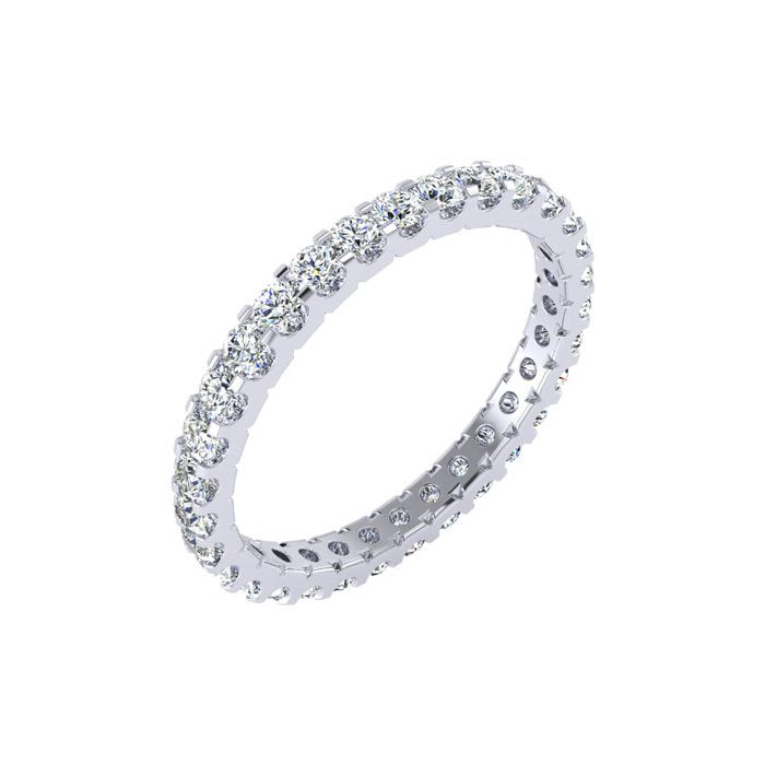 1 Carat Round Diamond Eternity Ring In 14 Karat White Gold, Ring Size 4