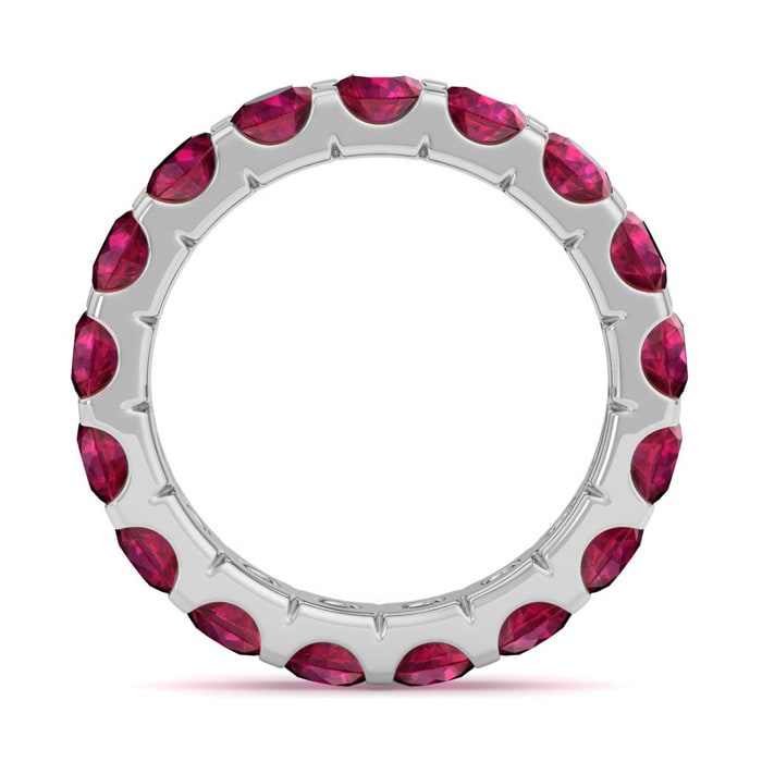 4 Carat Round Ruby Eternity Ring In Platinum, Ring Size 6.5