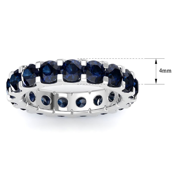 4 Carat Round Sapphire Eternity Ring In 14 Karat White Gold, Ring Size 6