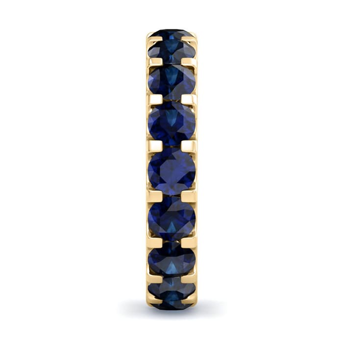 4 Carat Round Sapphire Eternity Ring In 14 Karat Yellow Gold, Ring Size 7.5