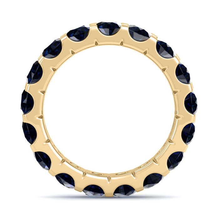 4 Carat Round Sapphire Eternity Ring In 14 Karat Yellow Gold, Ring Size 8