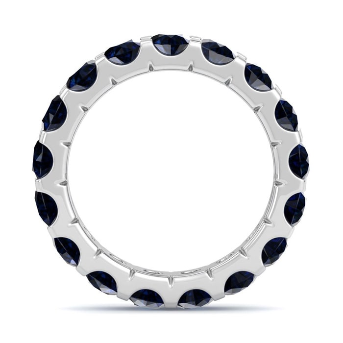 4 Carat Round Sapphire Eternity Ring In Platinum, Ring Size 7