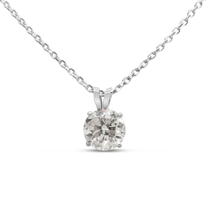 Estate Jewelry 3/4 Carat Diamond Solitaire Necklace In14 Karat White Gold 