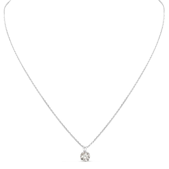 Estate Jewelry 3/4 Carat Diamond Solitaire Necklace In14 Karat White Gold 