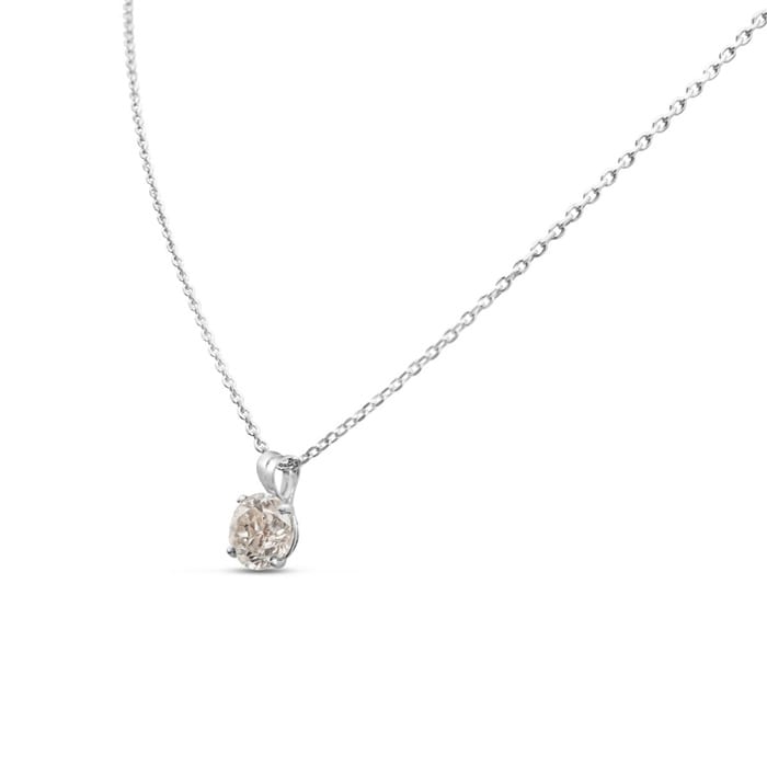 Estate Jewelry 3/4 Carat Diamond Solitaire Necklace In14 Karat White Gold 