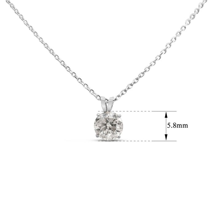 Estate Jewelry 3/4 Carat Diamond Solitaire Necklace In14 Karat White Gold 