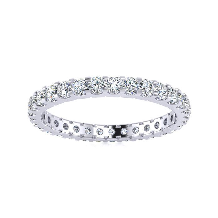1 Carat Round Diamond Eternity Ring In Platinum, Ring Size 4