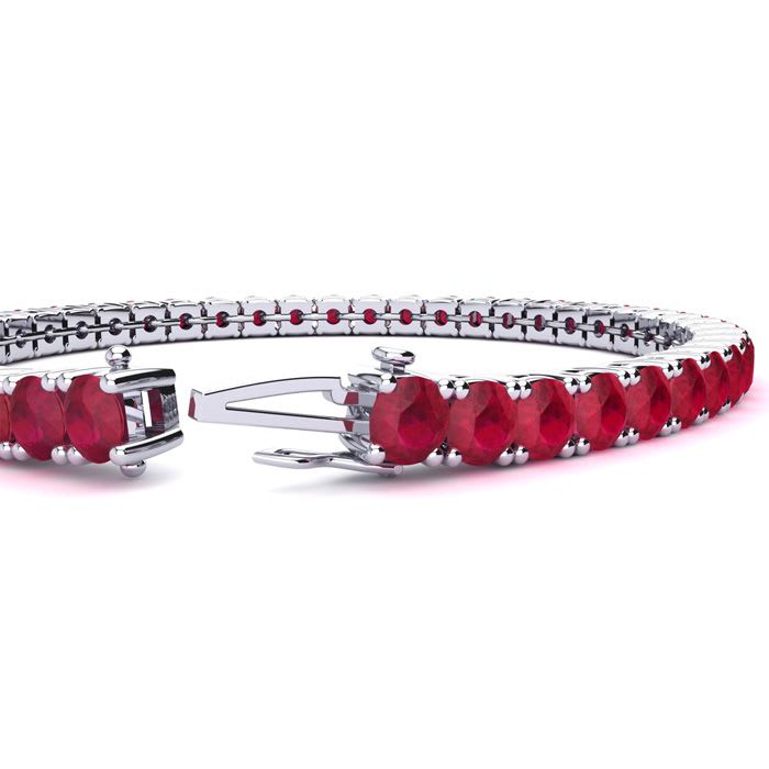 7 Carat Ruby Tennis Bracelet In 14 Karat White Gold, 7 Inches