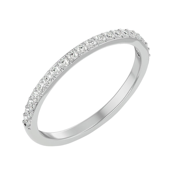 1/4 Carat Moissanite Matching Wedding Band In 14K White Gold