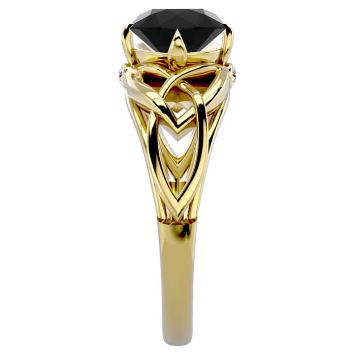 1 1/2 Carat Celtic Love Knot Black Moissanite Engagement Ring In 14 Karat Yellow Gold