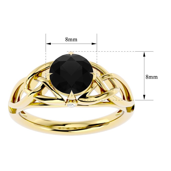 1 1/2 Carat Celtic Love Knot Black Moissanite Engagement Ring In 14 Karat Yellow Gold
