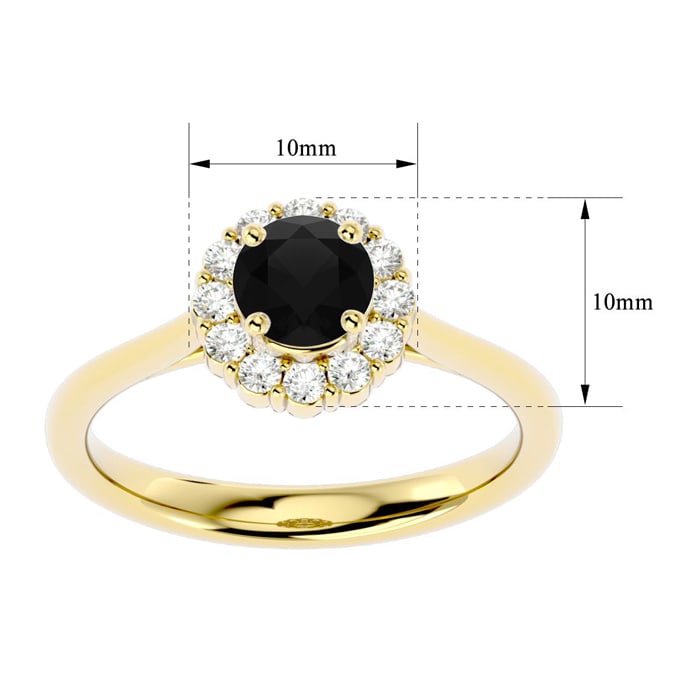 1 Carat Halo Black Moissanite Engagement Ring In 14 Karat Yellow Gold