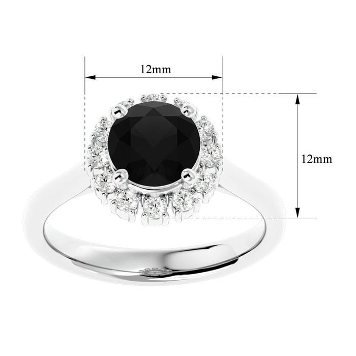 1 3/4 Carat Halo Black Moissanite Engagement Ring In 14 Karat White Gold