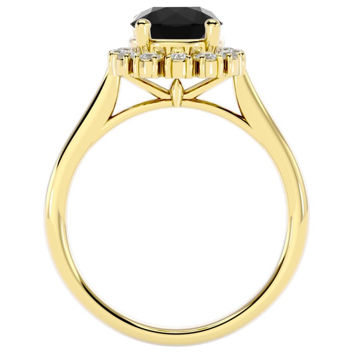1 3/4 Carat Halo Black Moissanite Engagement Ring In 14 Karat Yellow Gold