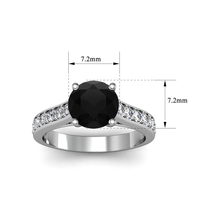 2 Carat Round Shape Black Moissanite Engagement Ring In 14 Karat White Gold