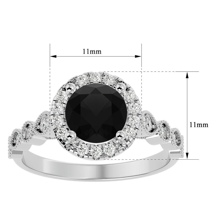 1 3/4 Carat Halo Black Moissanite Engagement Ring In 14 Karat White Gold