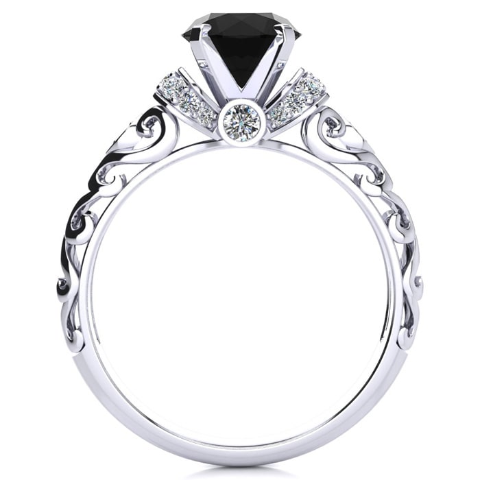 1 1/4 Carat Vintage Black Diamond Engagement Ring In 14 Karat White Gold