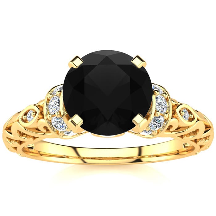 1 1/4 Carat Vintage Black Diamond Engagement Ring In 14 Karat Yellow Gold