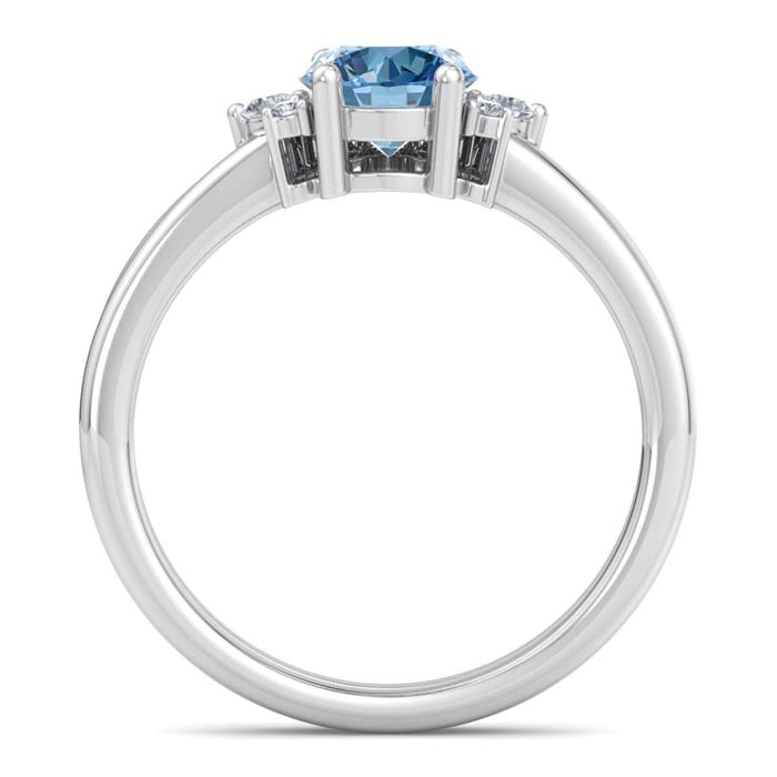 1 Carat Blue Diamond Engagement Ring With Crown In 14 Karat White Gold