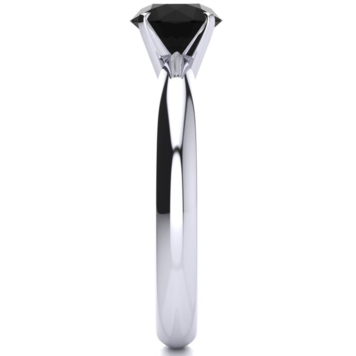 1 Carat Black Diamond Solitaire Engagement Ring In 14 Karat White Gold