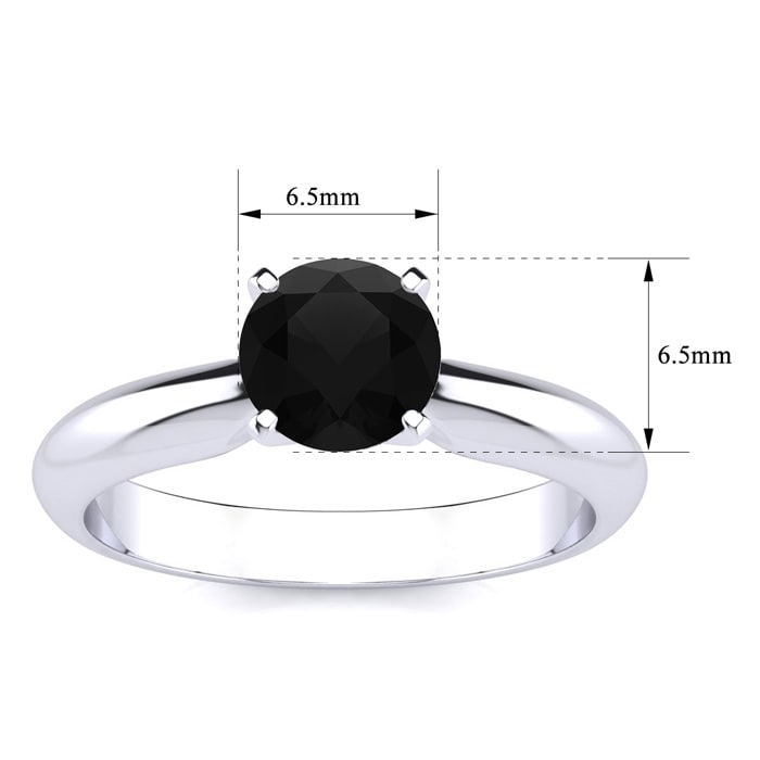 1 Carat Black Diamond Solitaire Engagement Ring In 14 Karat White Gold