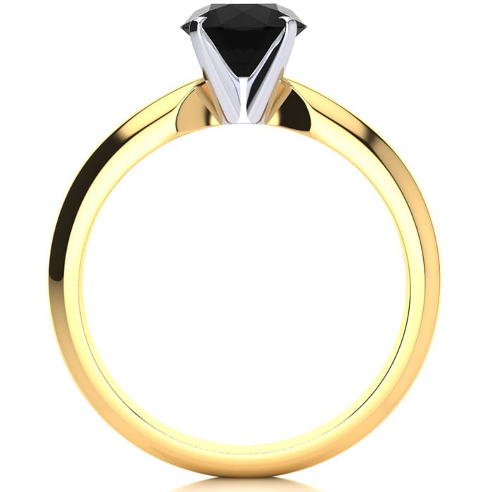 1 Carat Black Diamond Solitaire Engagement Ring In 14 Karat Yellow Gold