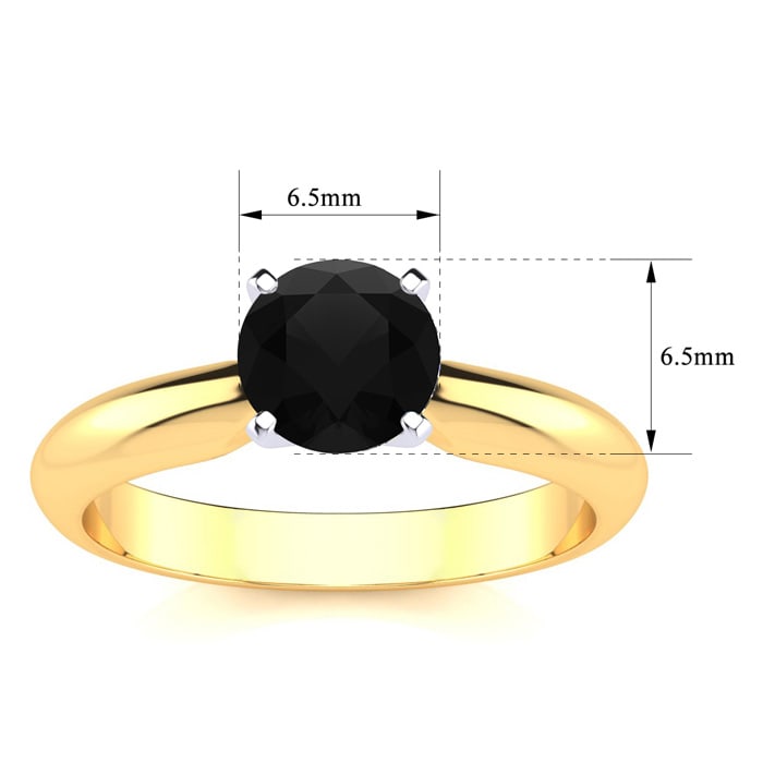 1 Carat Black Diamond Solitaire Engagement Ring In 14 Karat Yellow Gold