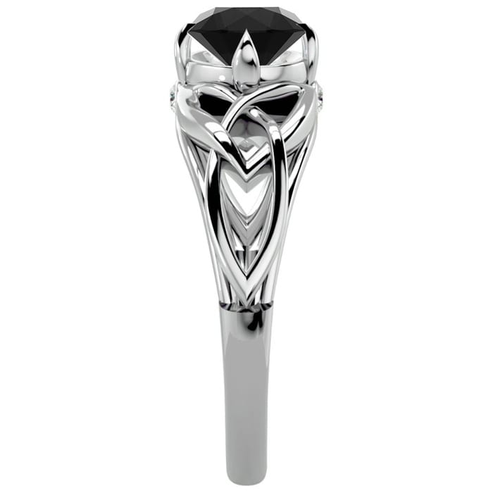 1 Carat Celtic Love Knot Black Diamond Engagement Ring In 14 Karat White Gold