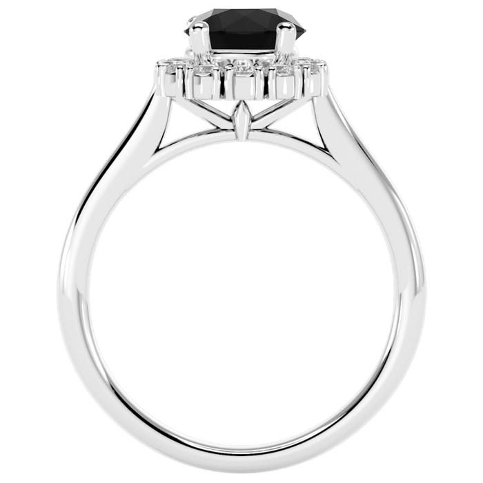 1 1/3 Carat Halo Black Diamond Engagement Ring In 14 Karat White Gold