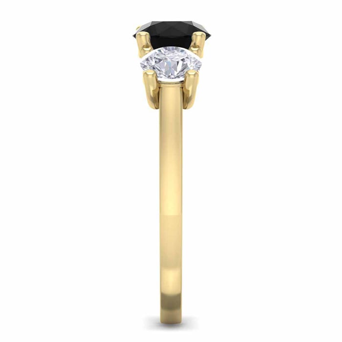 2 Carat Black Diamond Three Stone Ring In 14 Karat Yellow Gold