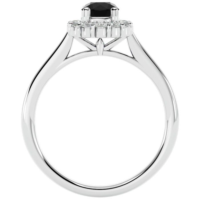 3/4 Carat Halo Black Diamond Engagement Ring In 14 Karat White Gold