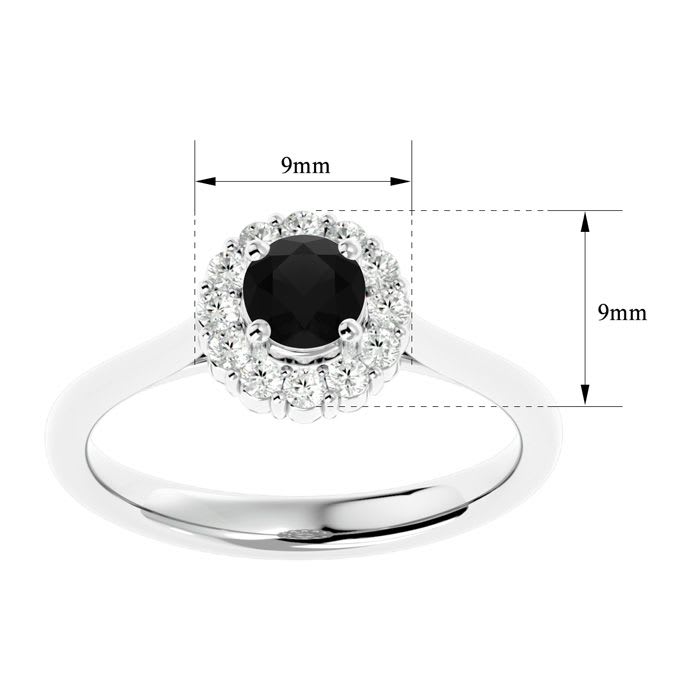 3/4 Carat Halo Black Diamond Engagement Ring In 14 Karat White Gold