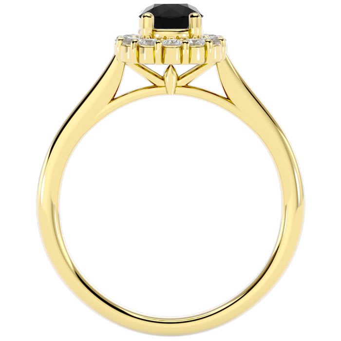 3/4 Carat Halo Black Diamond Engagement Ring In 14 Karat Yellow Gold